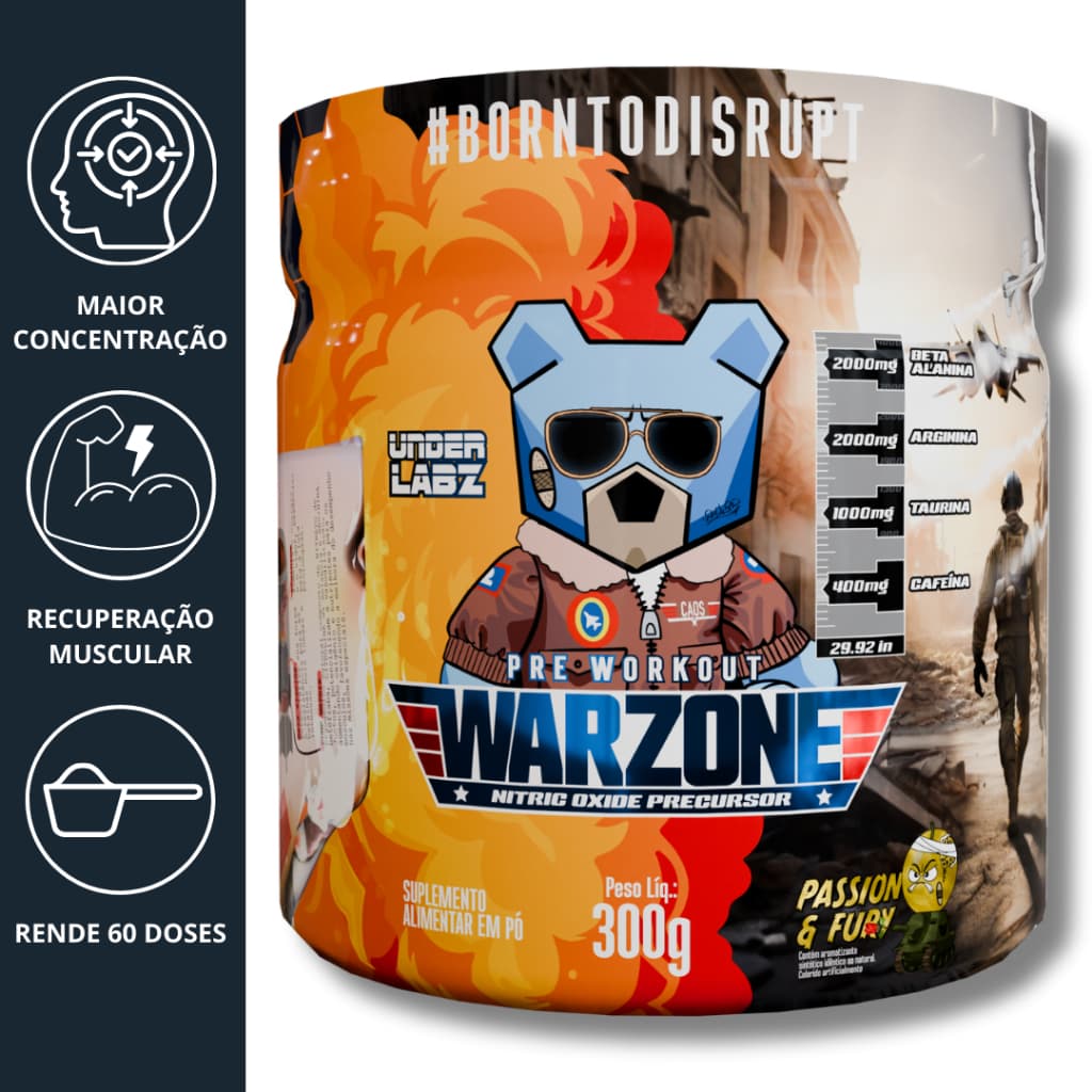 Pré Treino Warzone Under Labz 300g Booster Energia Foco Treino