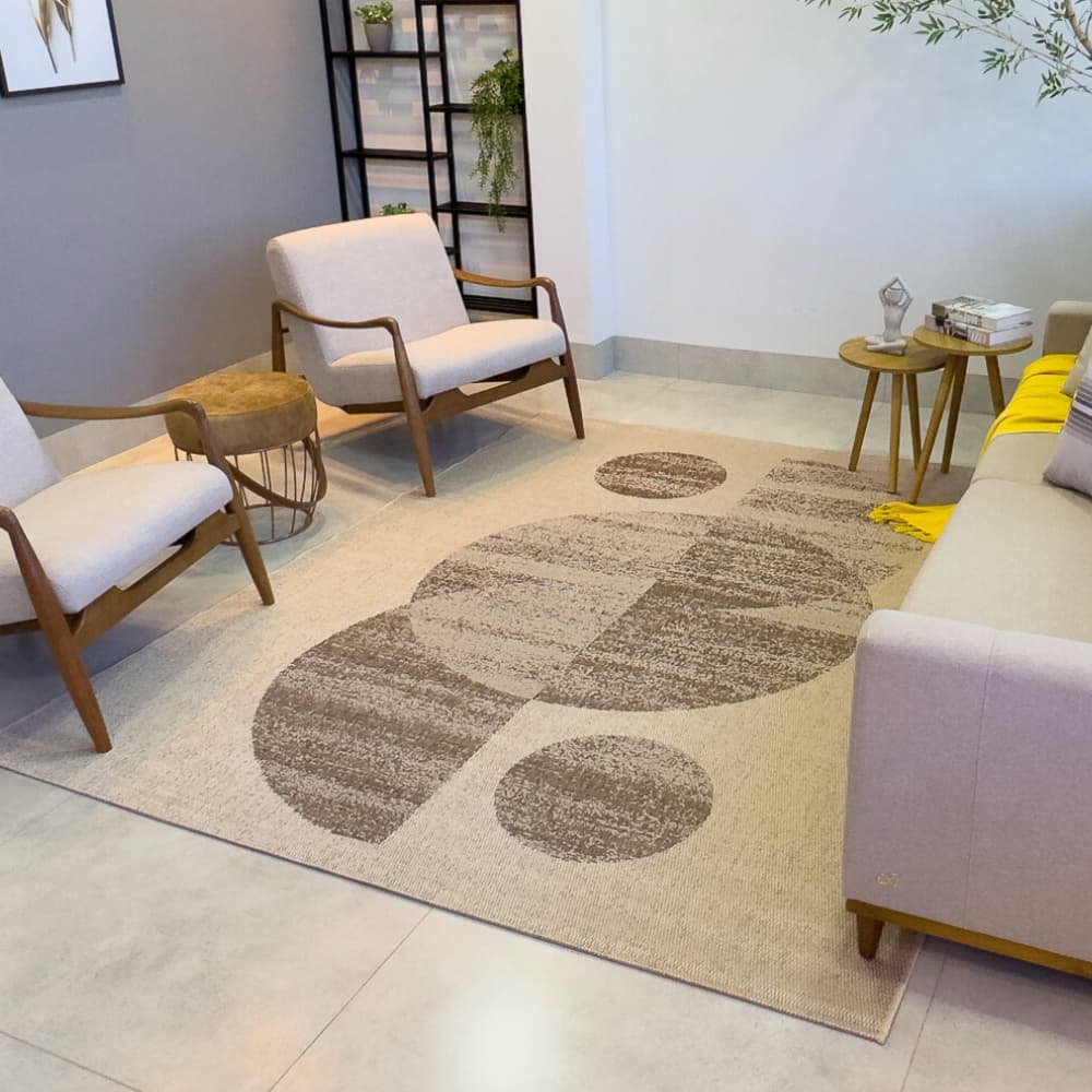 Tapete Eco Nature 2,00x3,00 para Sala Grande com Moldura Moderna, Design Sofisticado, Luxuoso e Antiderrapante