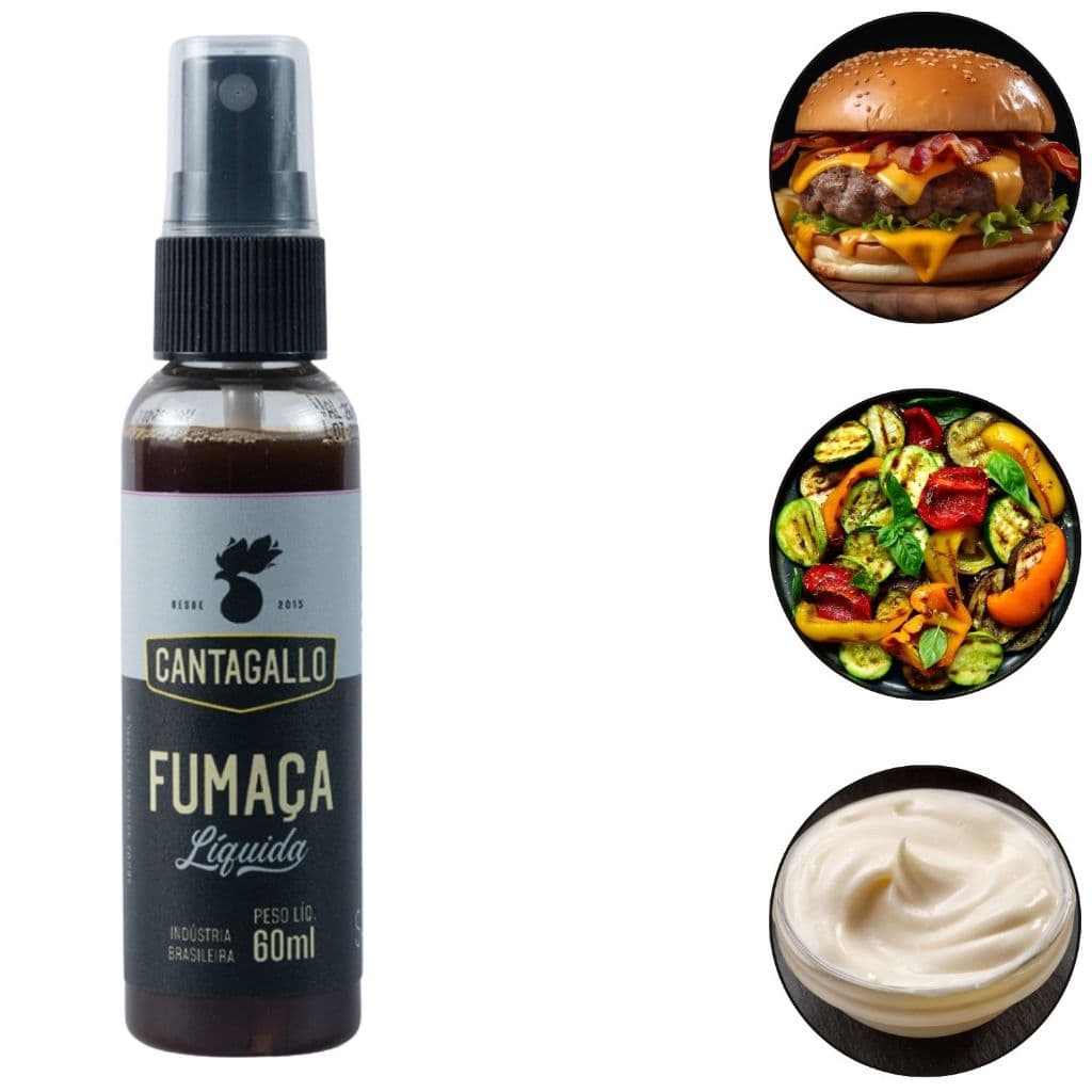 Fumaça Líquida Extrato CantaGallo 60ml Essência Defumada Linha Profissional Sem Glúten p/Cozinha