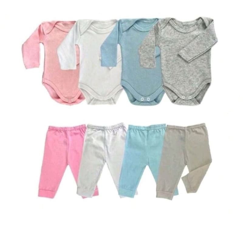 kit 4 Peças Body e Mijão  enxoval Bebê menino e menina  Algodão.
