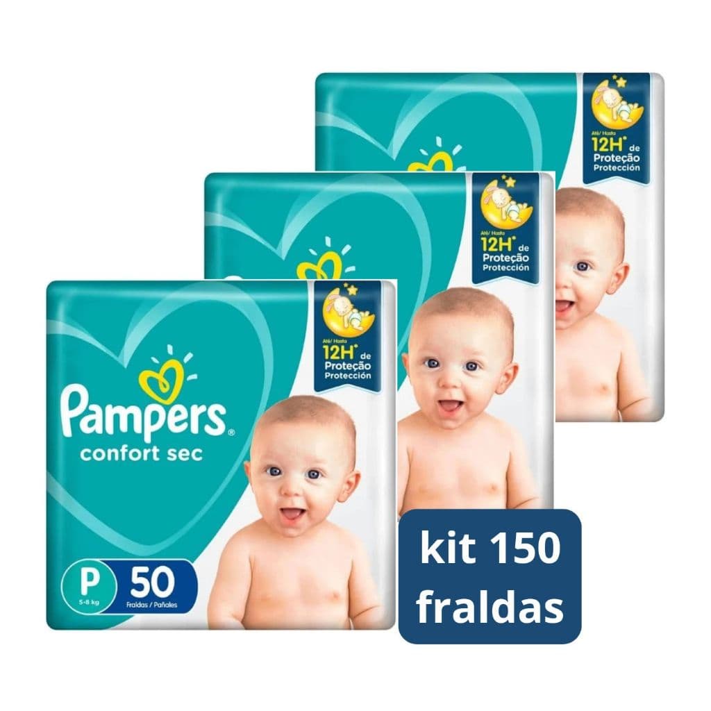 Pampers Confort Sec Tamanho P  (3- 8 kg)- 50 unidades