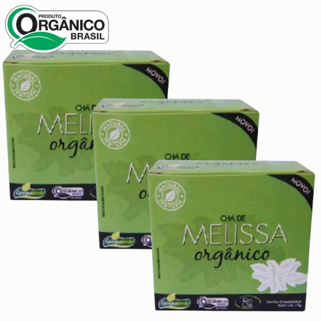 KIT 3 CHÁ MELISSA orgânico Natural 30 sachês Campo Verde