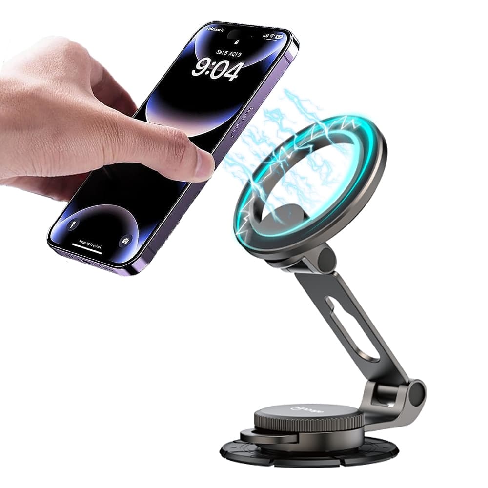 Suporte de Carro para Celular Magnético Dobrável com Base Rotação de 360° Liga de Zinco Suporte Celular Carro NS01