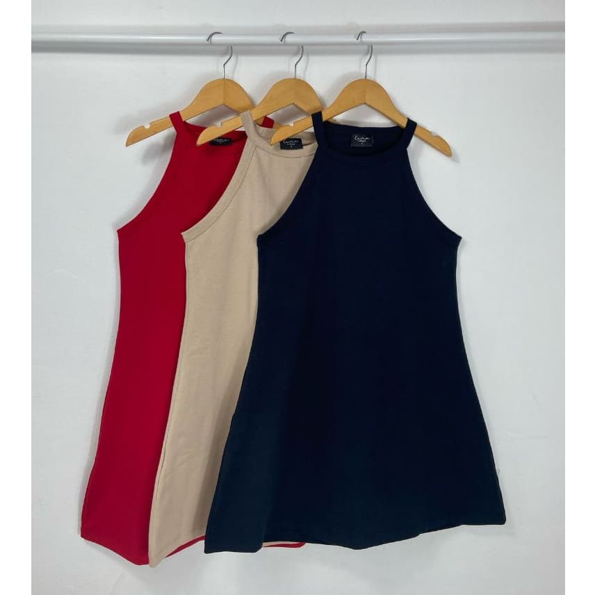 Vestido Golinha Alta Feminino Algodao Tendencia Fresquinho Sem Mangas Passeio Liso Soltinho Alcinha Soltinho