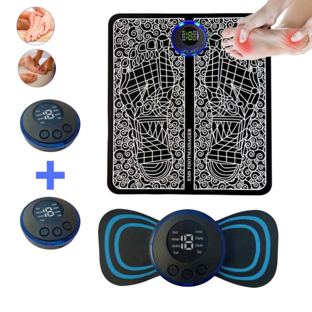 Kit Tapete E Mini Massageador Elétrico Dor Pés E Musculares EMS Pratico BEST