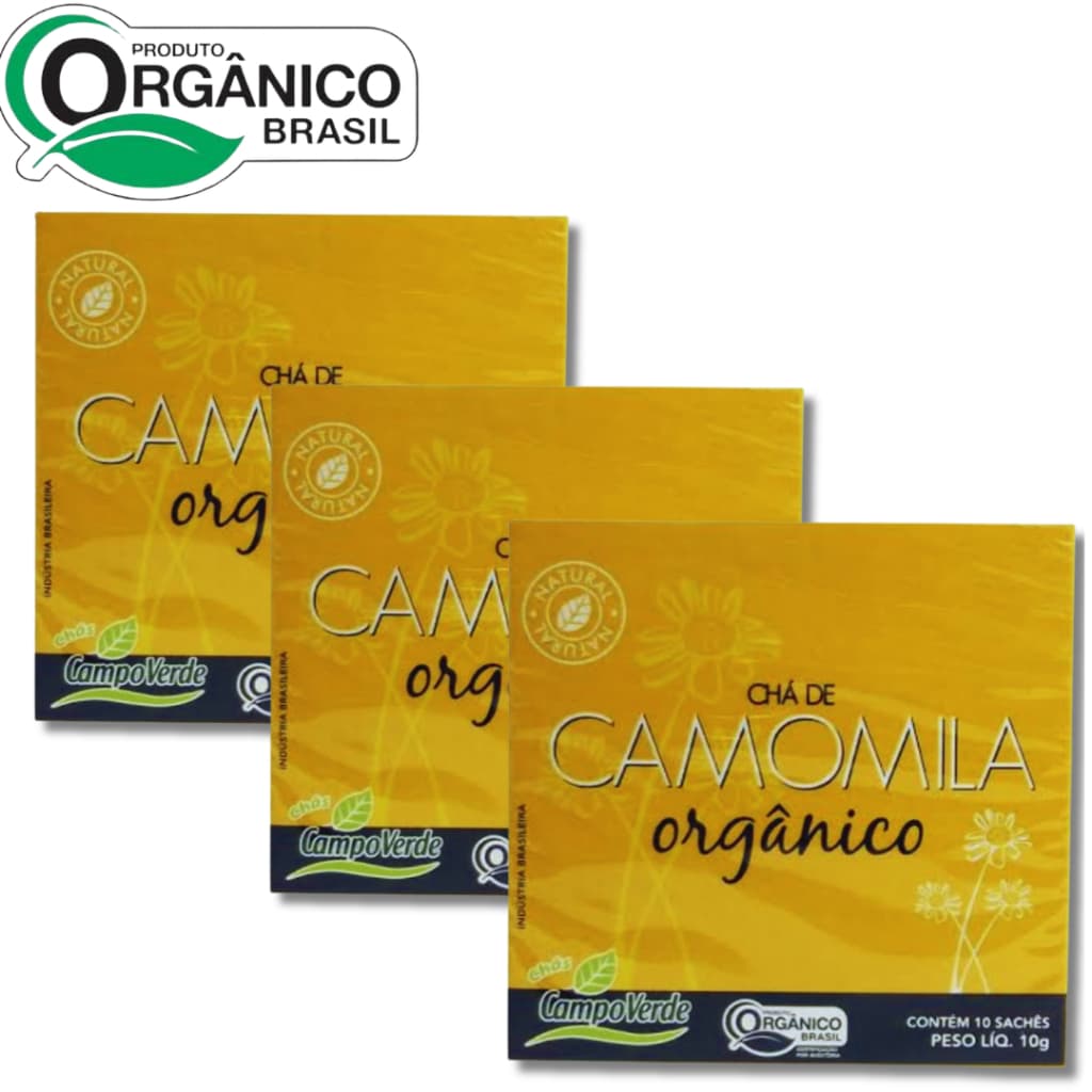 3 CX Chá de Camomila 30g Orgânico Natural livre agrotóxico Campo Verde