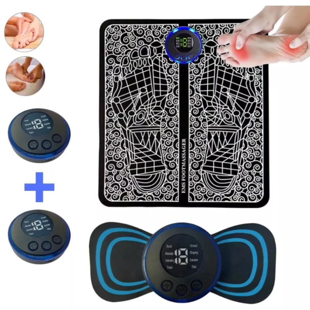 Kit Tapete E Mini Massageador Elétrico Dor Pés E Musculares EMS LUCA