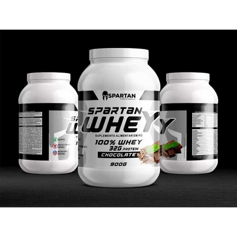 100% Whey Protein Spartan Chocolate 900gr - Whey, Chocolate, Massa Muscular, Fitness.