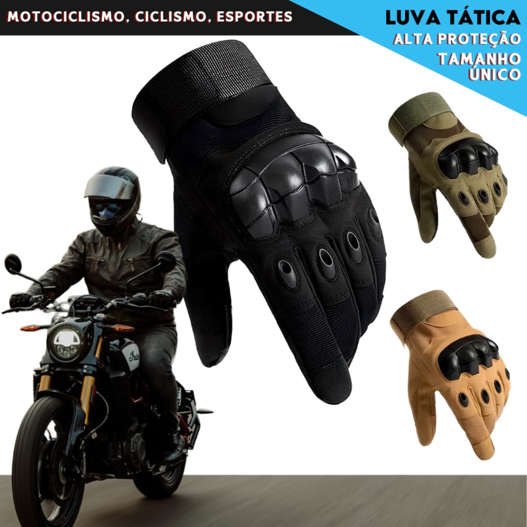 Luva de Motoqueiro Motoboy - Proteção para Motoboy e Pilotos Resistente e Confortável  - CH