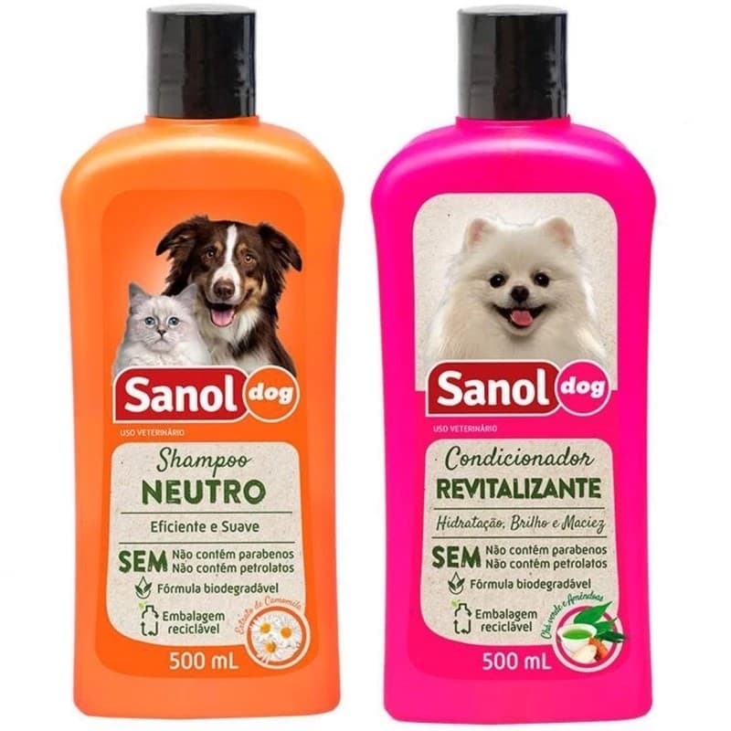 Kit Shampoo e Condicionador Revitalizante Sanol Dog 500ml Para Cães