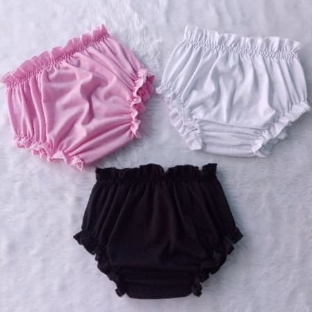 Calcinha tapa fraldas menina em malha de algodão , KIT COM 3 UNIDADES