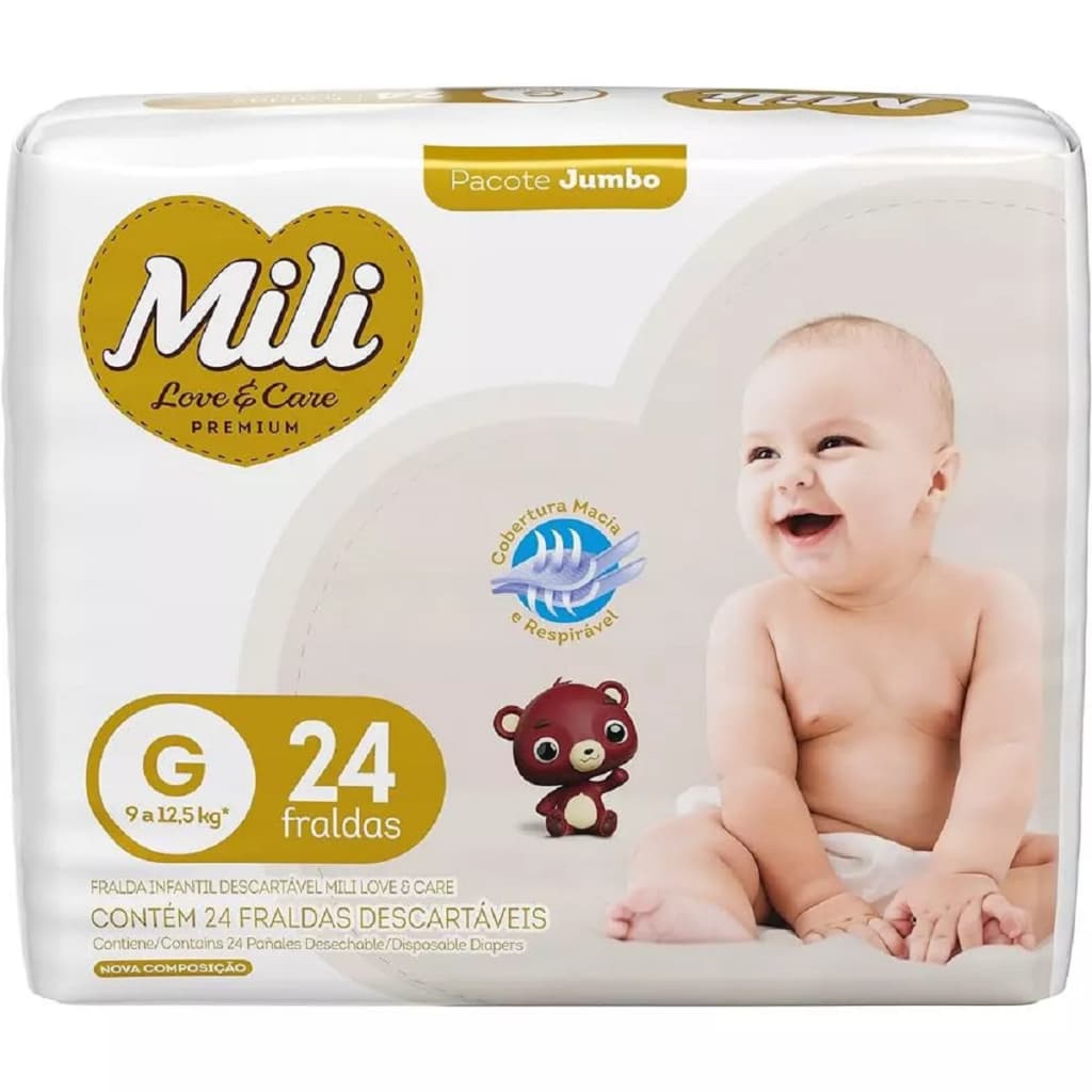 Fralda Mili Love Care Jumbo G Com 24 Fraldas