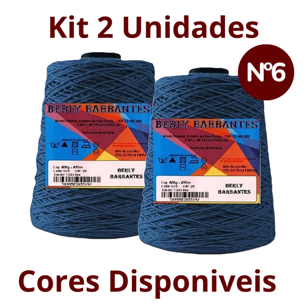 Kit 2 Barbante Berly Barbantes FIO nº6 - 610m/600g para Croche