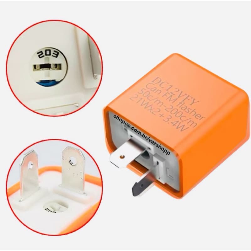 Rele de Seta Pisca Led 12v com Regulador 2 Pinos Universal Motos
