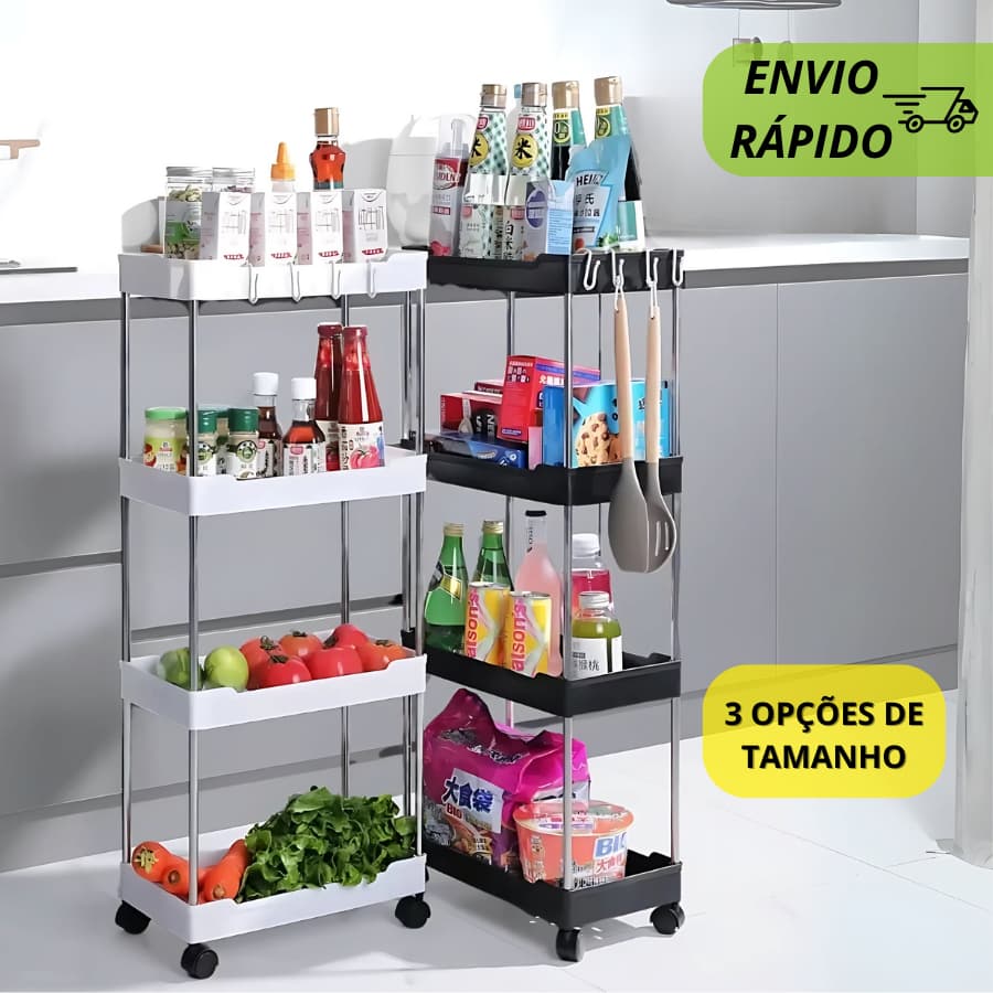 Carrinho Organizador Multiuso Com Rodinhas Manicure Banheiro Lavanderia 4 PrateleirasP, M,G ou Kit 3