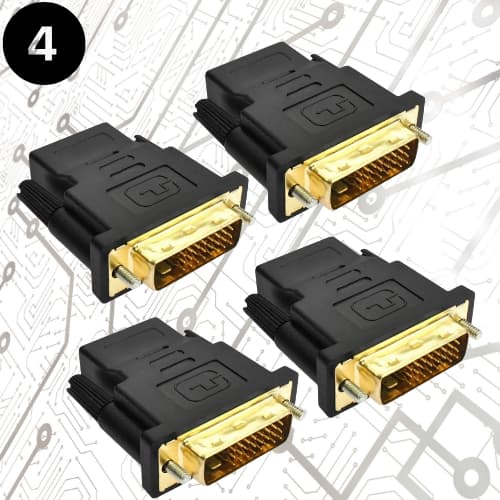 Kit 4 Conector Adaptador Dvi X Hdmi Fêmea 24+1 Banhado FULLHD 1080P TV Notebook PC Gamer Projetor Vídeo Evento Revenda