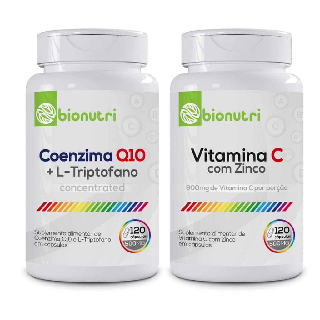 Kit de Suplementos Alimentares CoenzimaQ10 + Vitamina C (120 cápsulas) - Bionutri