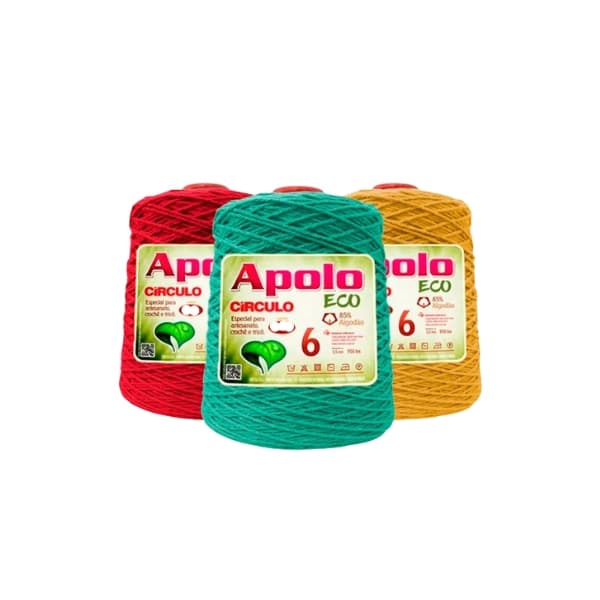 Barbante Apolo Eco Círculo Nº 6 600g 610m para Crochê e Artesanato