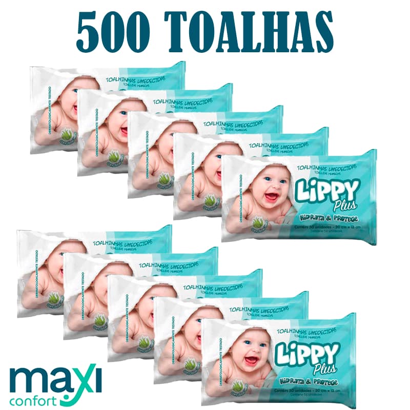 Kit 500 Toalhas Umedecidas Lippy Direto Da Fábrica (10 Pacotes)