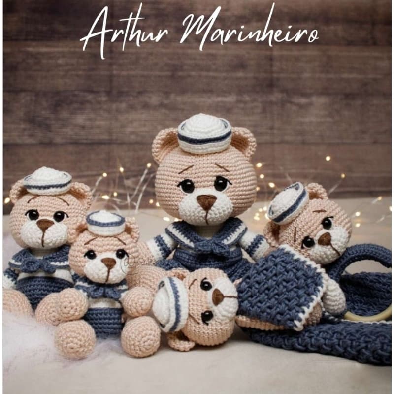 Kit de ursinho marinheiro de crochê amigurumi