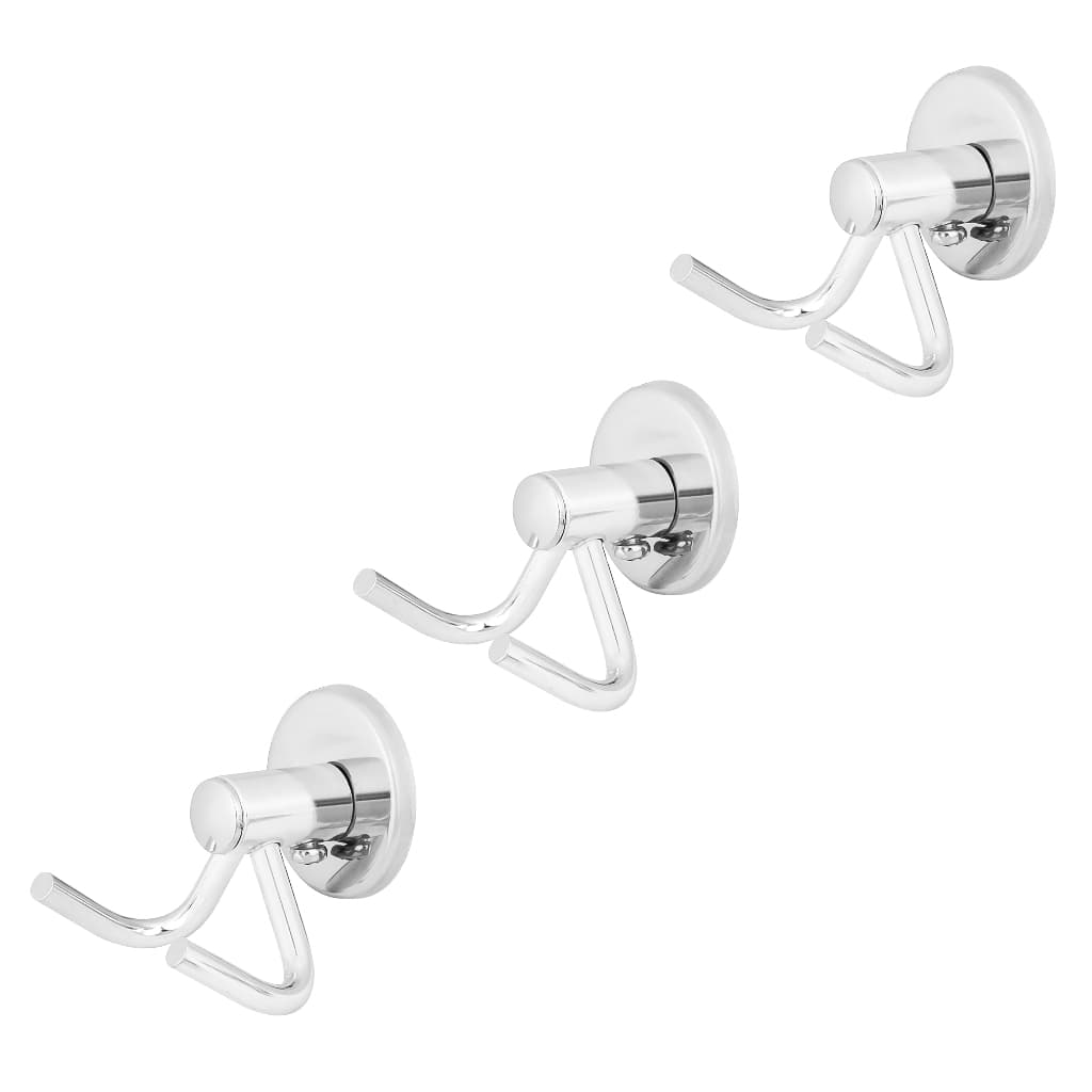 kit 3 Cabides de Parede Cabideiro Duplo Aço INox Cabideiro Multiuso Banheiro Cozinha Quarto