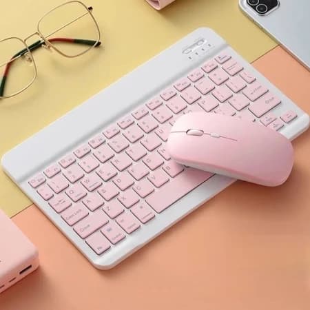 MOUSE & KEYBOARD KIT F-5-3 Kit Teclado e Mouse Sem Fio Bluetooth Colorido Macaron Para PC iPad Tablet Notebook F-5-3