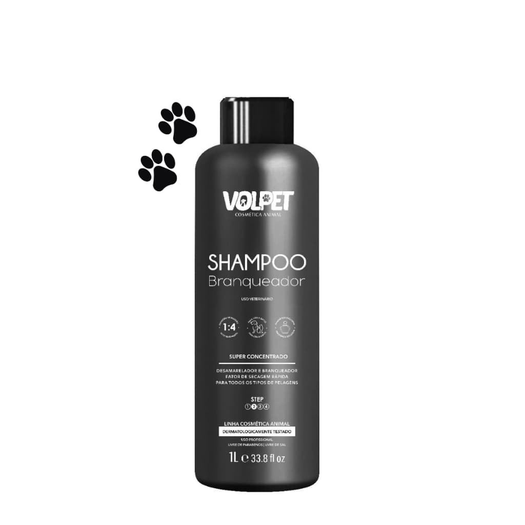Shampoo Branqueador para Pets Volpet 1L – Realce de Pelagem Branca com Brilho