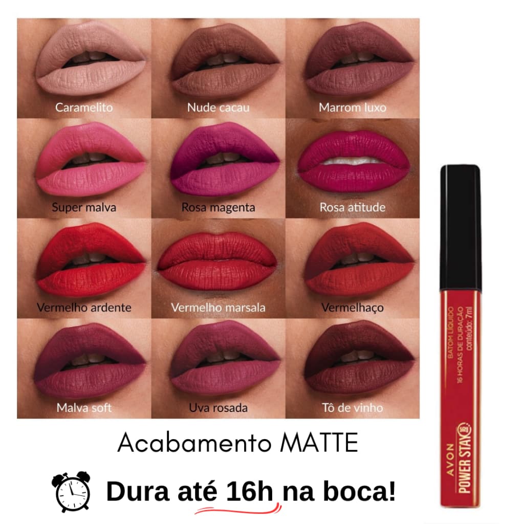 Power Stay Batom Líquido Matte Longa duração 16hs - Avon ( Á ESCOLHER)