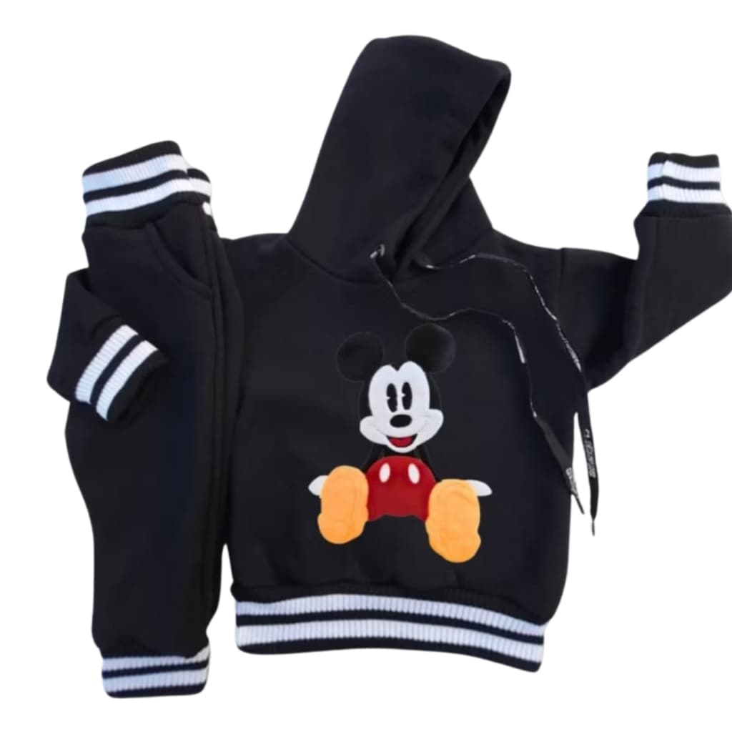 Conjunto de Moleton Infantil Menino Menina Unissex com Capuz Forrado e Punhos em Tricot