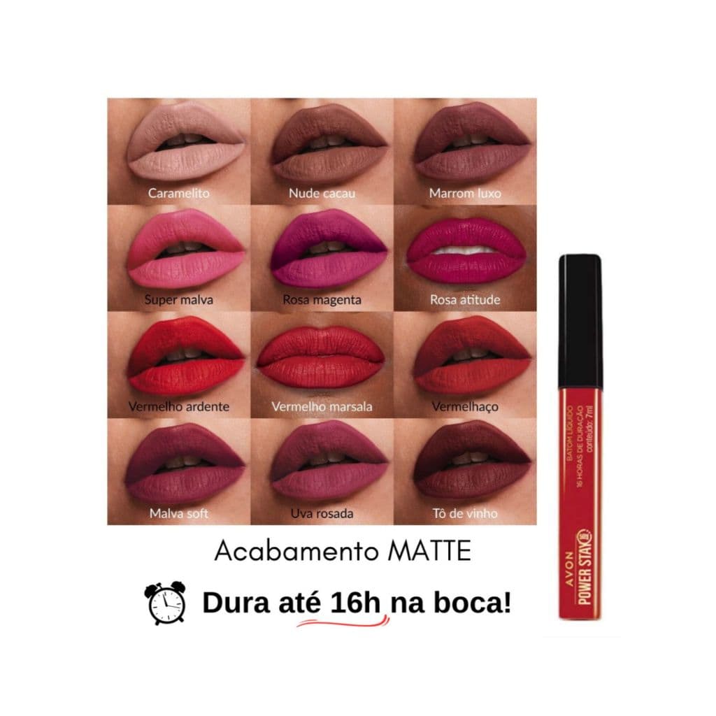 Batom Líquido Matte Longa duração 16hs - Power Stay Avon