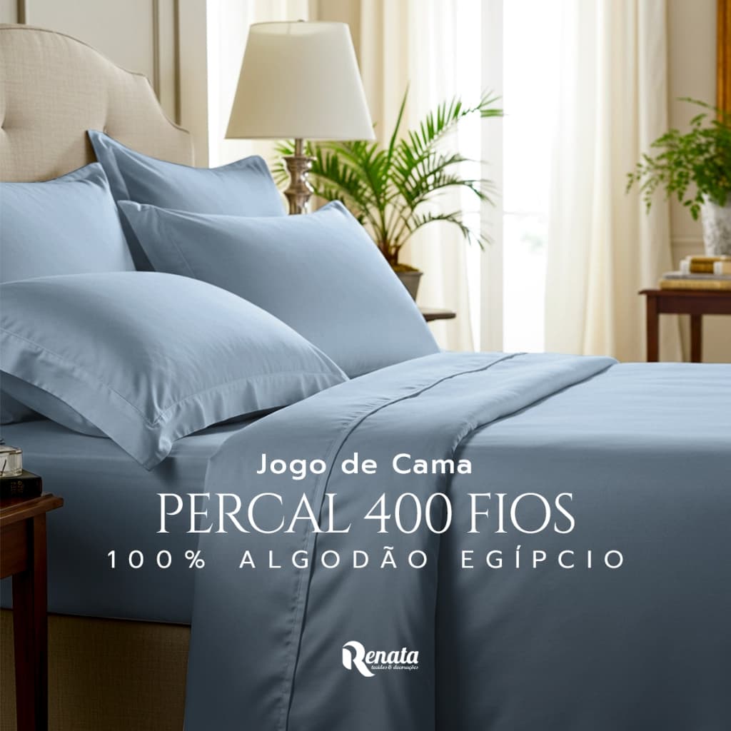 Jogo de Cama Casal Percal 400 Fios 100% Algodão Egípcio Casal 4 Peças Casa Di Valle