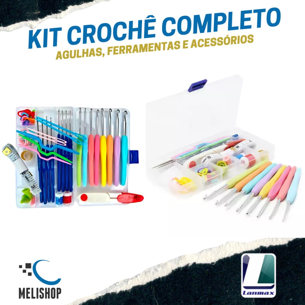 Kit Crochê Amigurumi Lanmax Completo com Agulhas e Acessórios Diversos