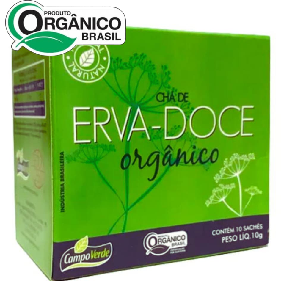 ERVA-DOCE Chá cultivo orgânico 10 sachês Natural livre agrotóxicos Campo Verde