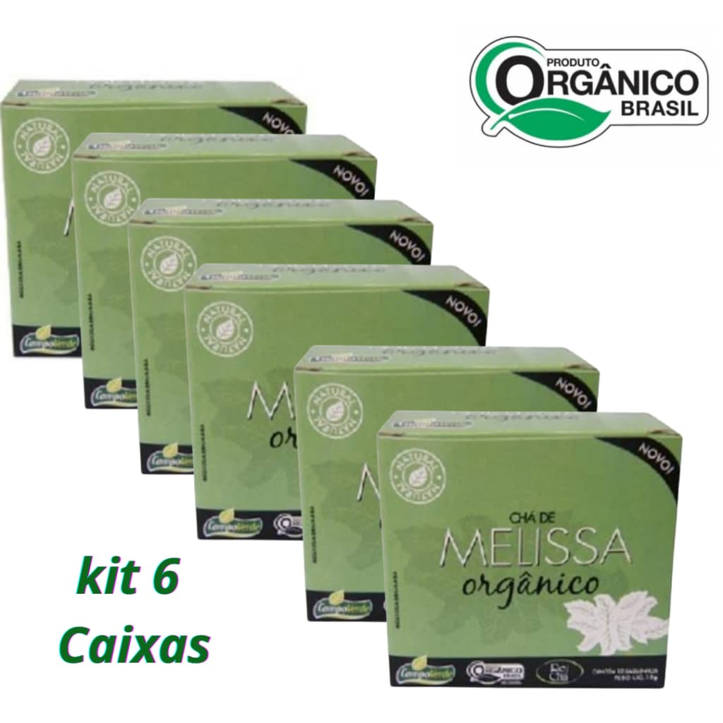 KIT 6 CX Chá MELISSA 60 sachês orgânico Campo Verde