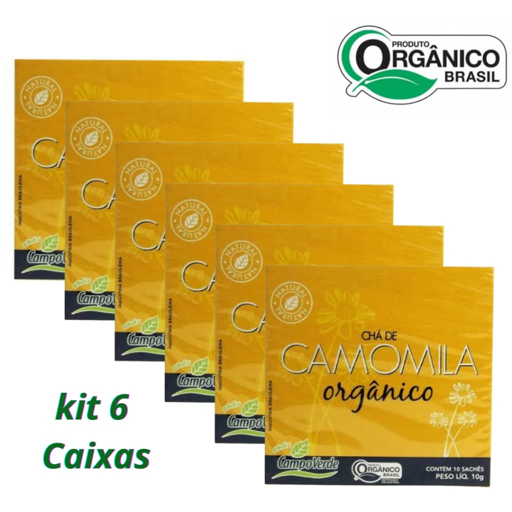 KIT 6 CX Chá Camomila 60 sachês orgânico Campo Verde