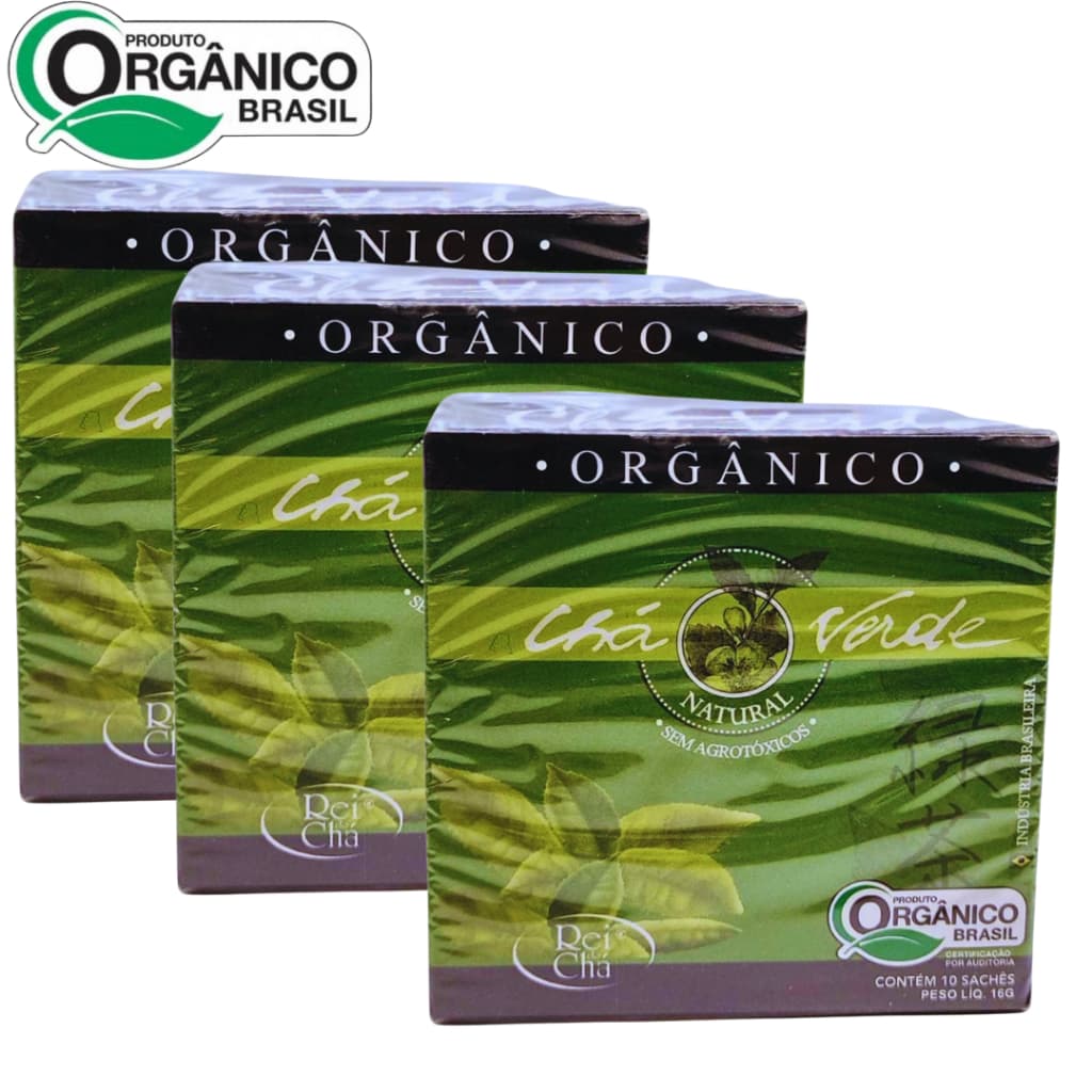 KIT 3 Chá verde 30 sachês orgânico Campo Verde