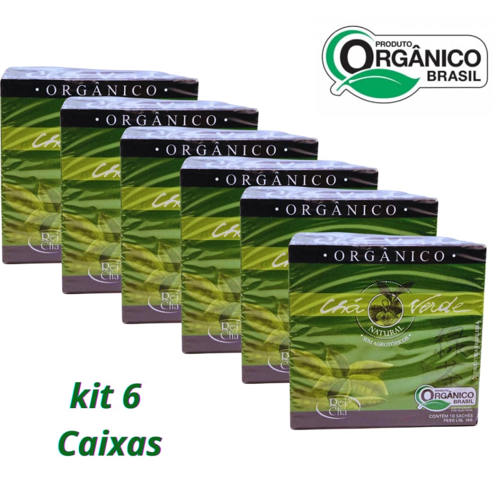 KIT 6 CX Chá verde 60 sachês orgânico Campo Verde