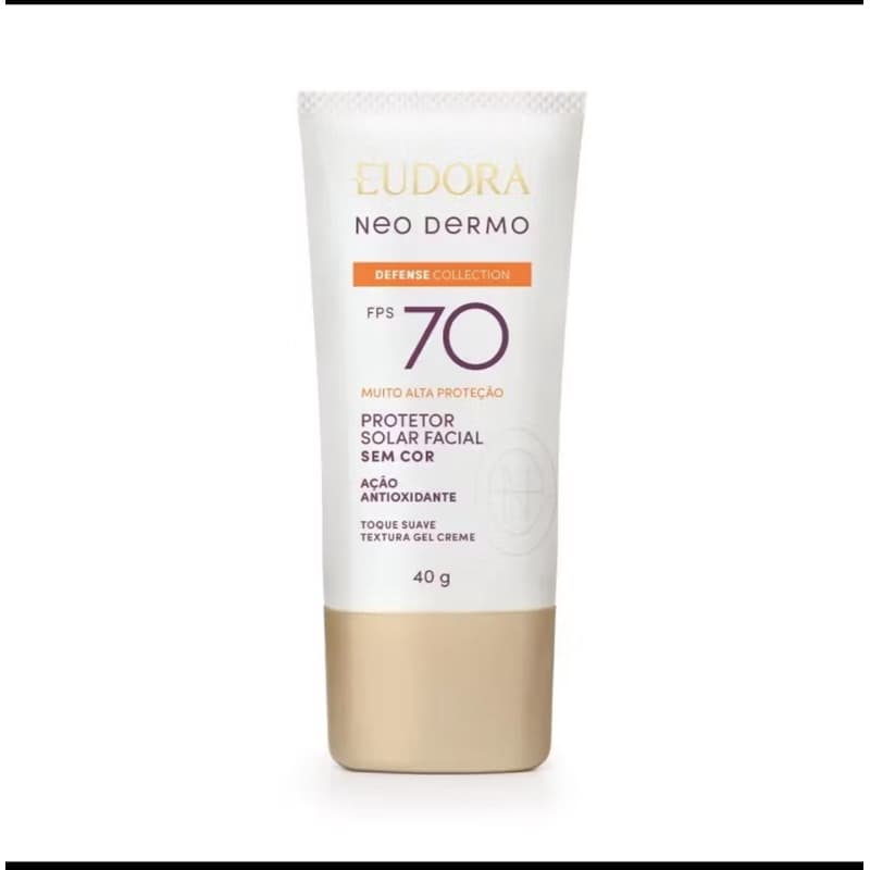 protetor solar facial sem cor Neo dermo Eudora fps 70, 40g