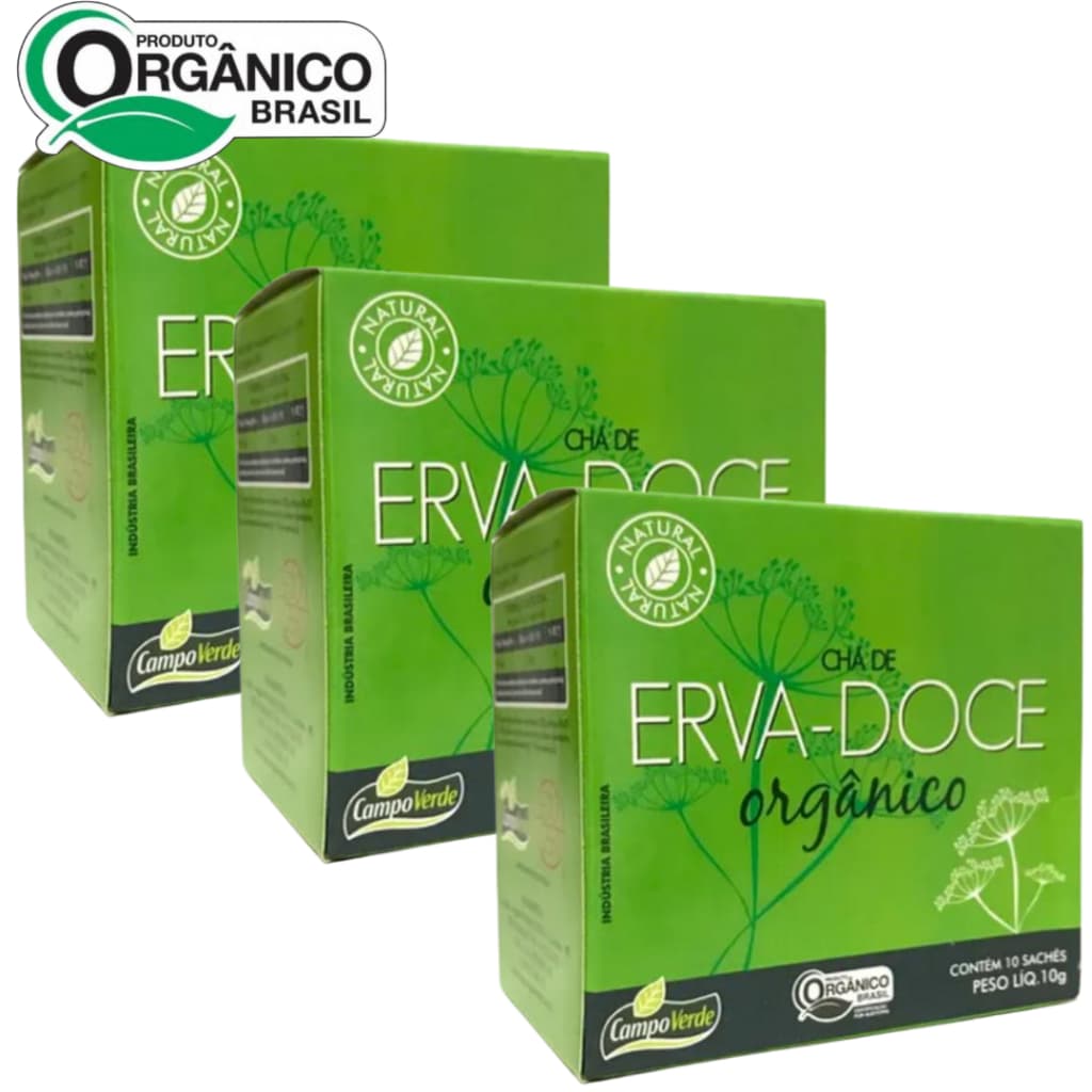KIT 3 Chá Erva-Doce 30 sachês orgânico Campo Verde