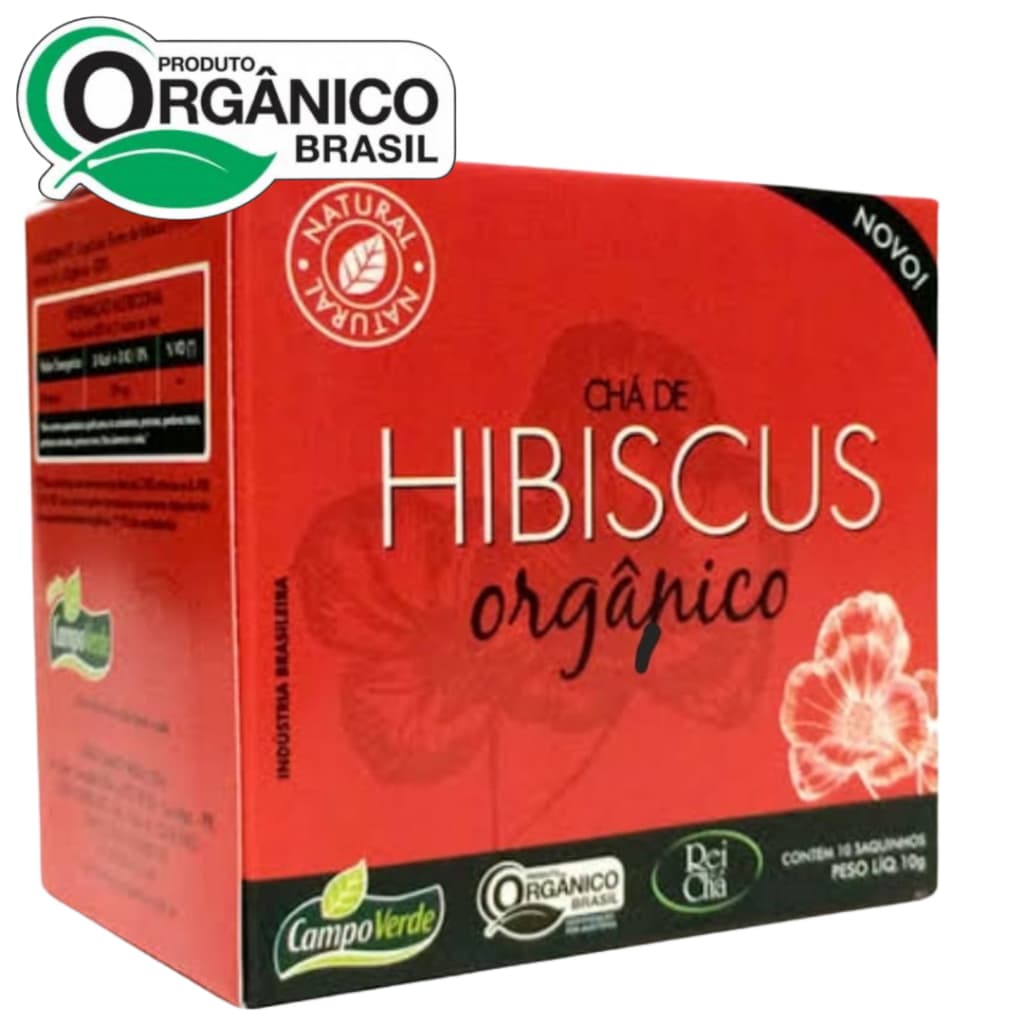 Chá Hibiscus 10 sachês orgânico Natural Campo Verde