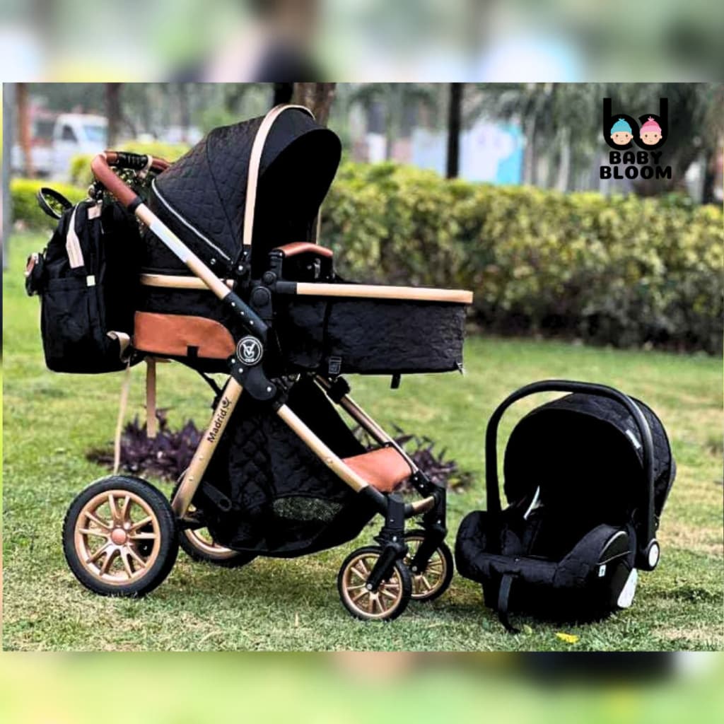 Kit Carrinho de Bebê Luxo Europeu Moisés +  Bebê Conforto Exclusivo Acoplável + Bolsa + Acessórios