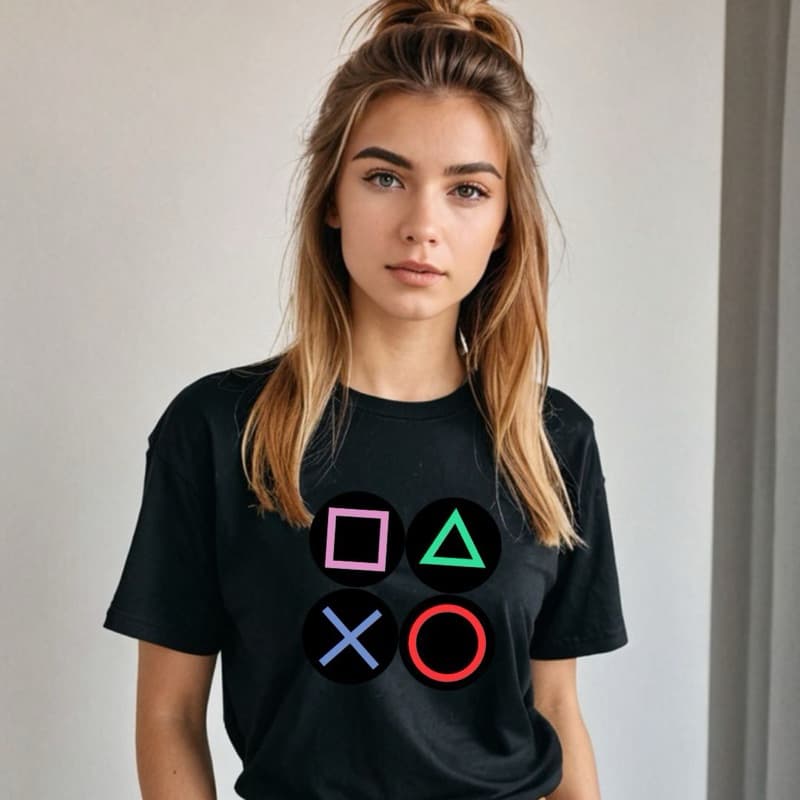 Baby Look Gamer Botões Controle Feminina Acinturada - Algodão- Player Videogame Jogo Jogadora