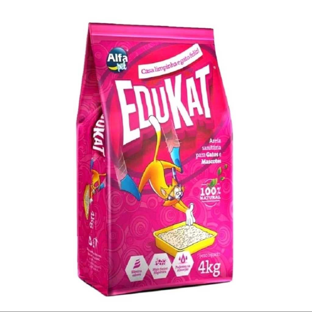 Areia Para Gatos Sanitária Edukat pacotes De 4kg FACÍL DE LIMPAR NÃO DEIXA MAL ODOR