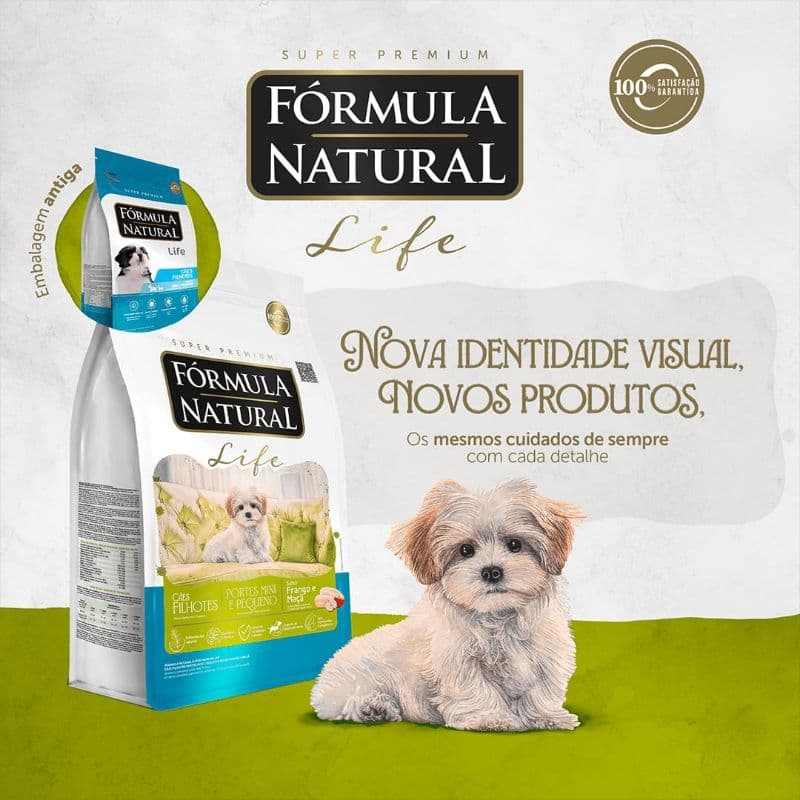 2,5kg a GRANEL, Fórmula Natural Life Filhotes, raças pequenas, ração para cachorro filhote, Super Premium, frango e maçã