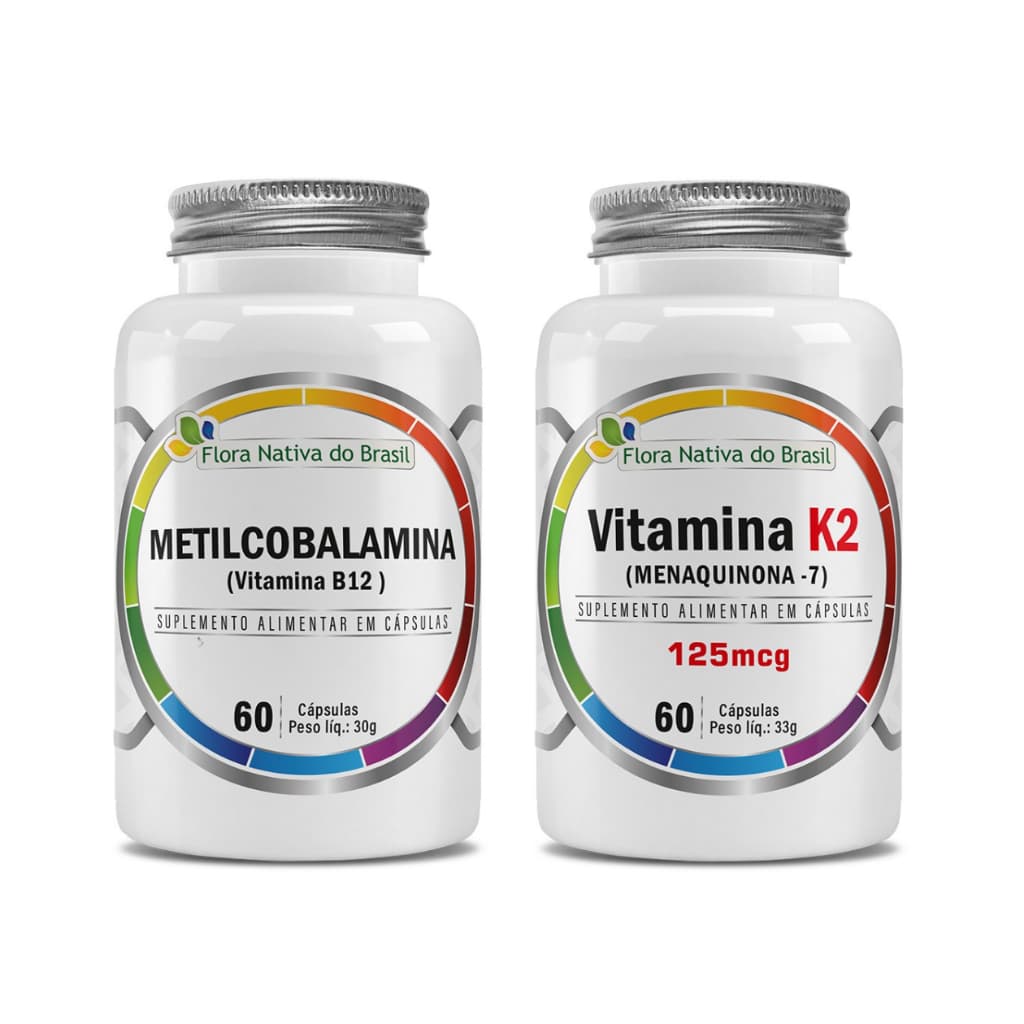 Kit de Suplementos Alimentares Vitamina B12 + Vitamina K2 (60 cápsulas) - Flora Nativa