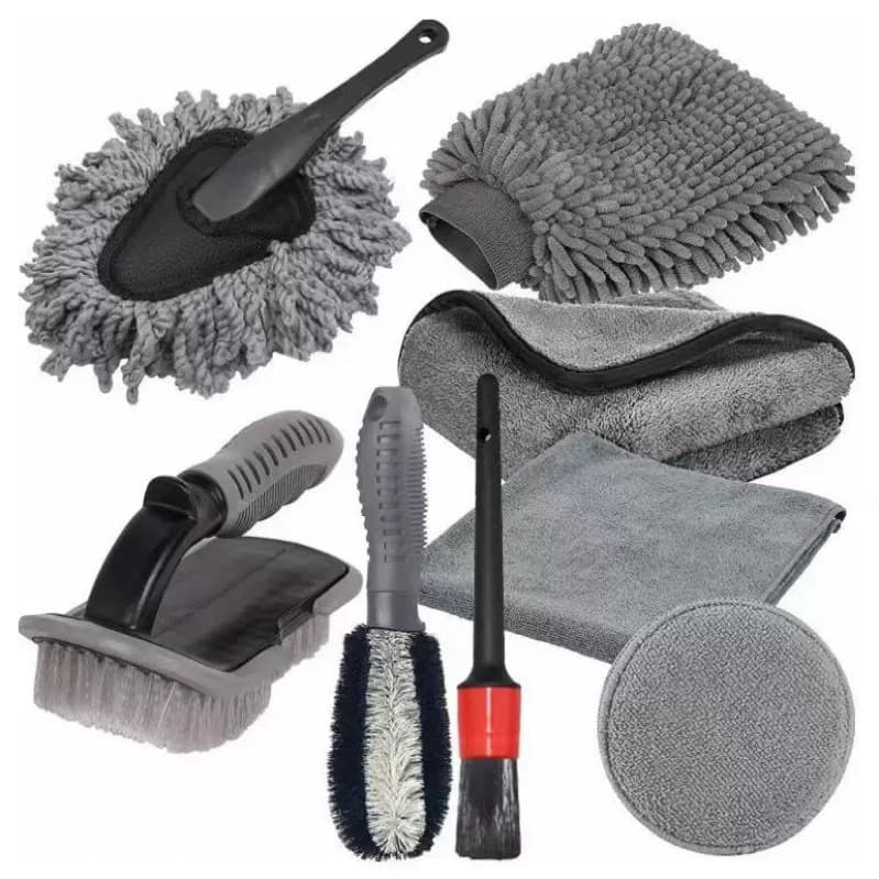 Kit De Escovas detalhalmento Lavar Carros Pneus E Rodas 9 Pcs Completo lavagem carro