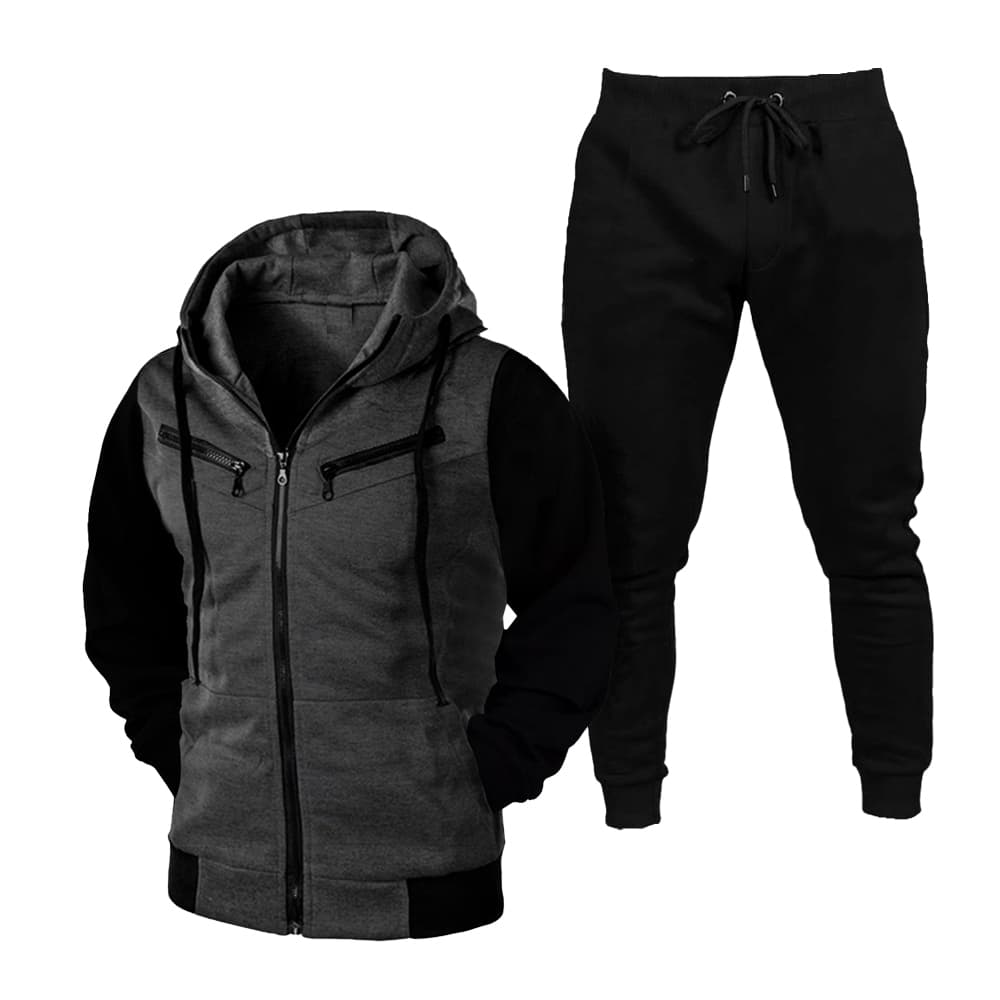 Conjunto Blusa de Frio Com Capuz e Ziper + Calça Moletom