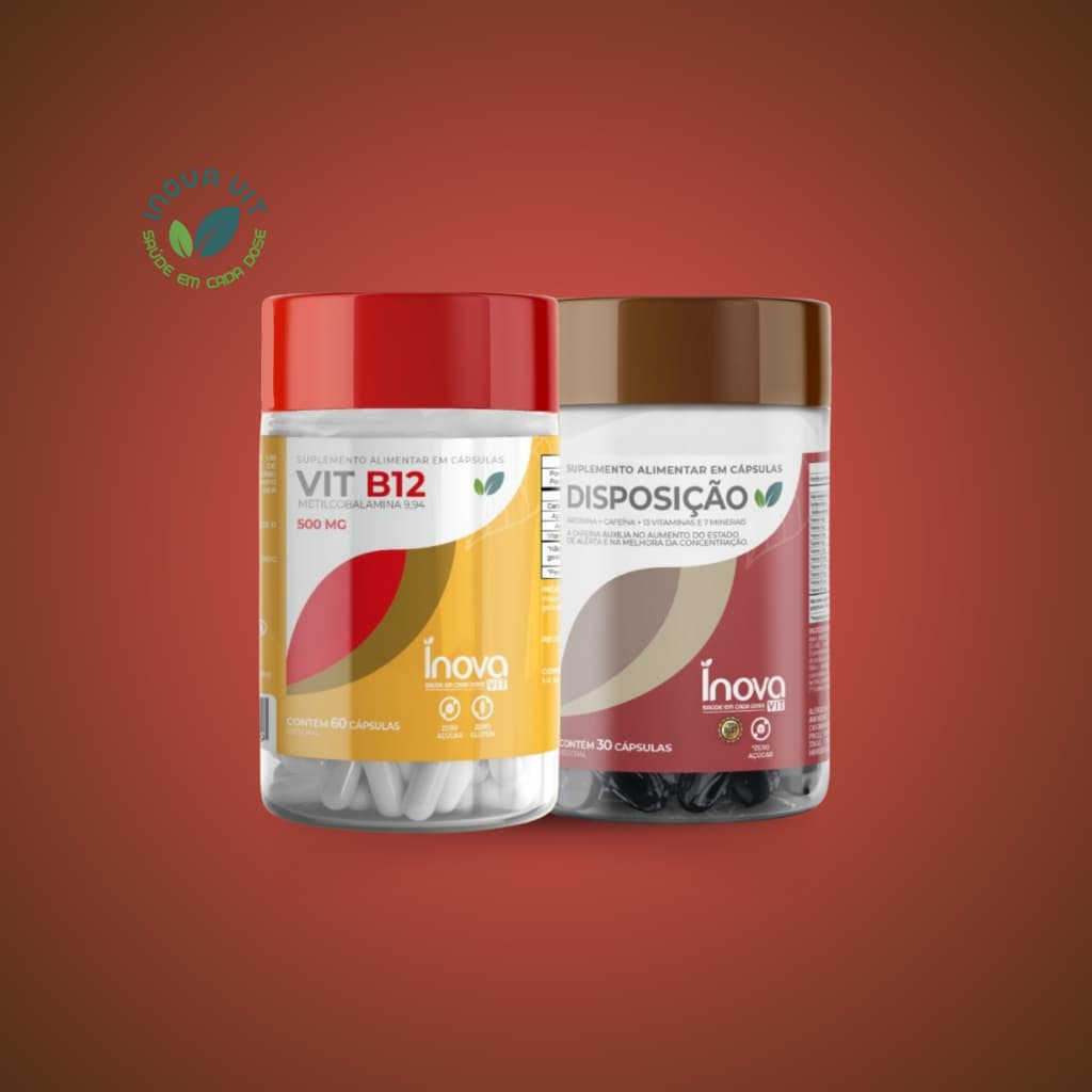 VITAMINA B12 500MG 60 CAPS + VITAMINA DISPOSIÇÃO 1.400MG 30 CAPS