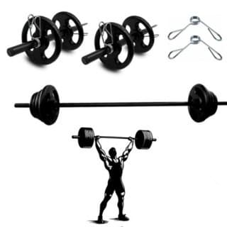Kit Musculação Pump - Barra + 06Kg De Anilhas Pintadas +Presilhas TREINO