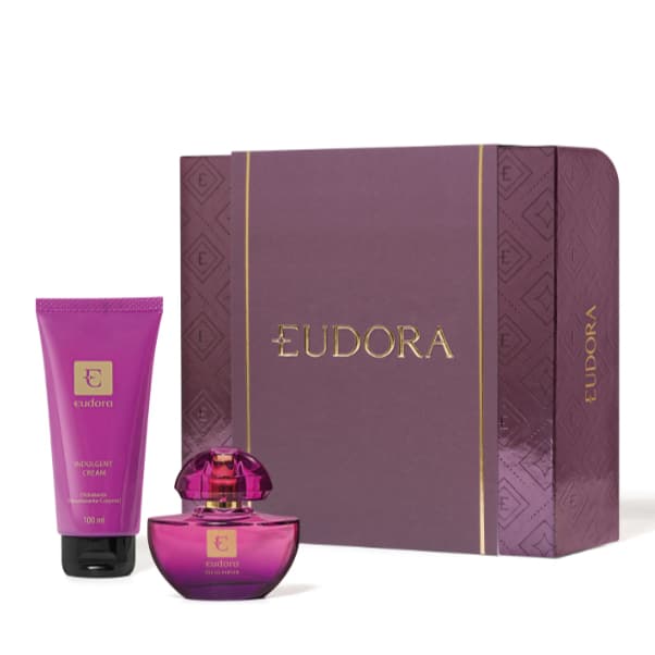 Eudora Eau de Parfum 35ml + Hidratante Desodorante Corporal Indulgent Cream 100ml - EDP Eudora Roxo